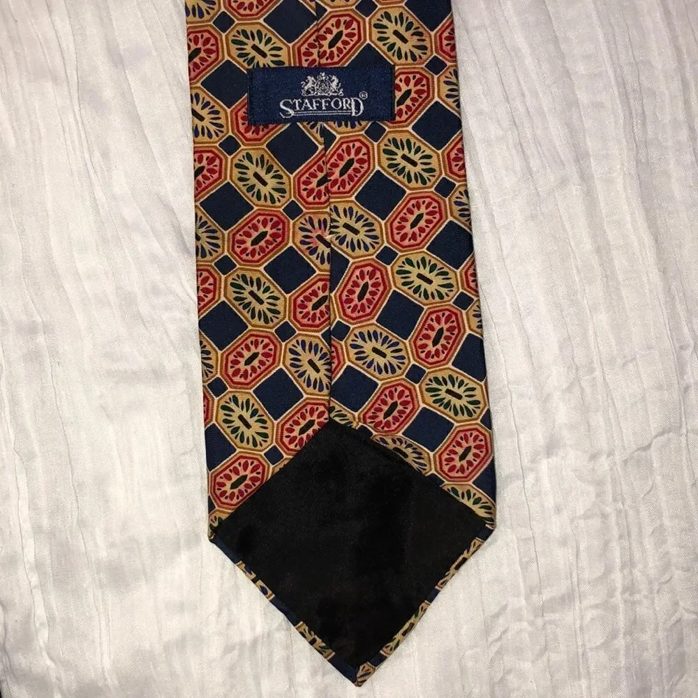 Stafford Silk Stunning Red Gold Navy Green Black Royal Blue Light Brown Tie